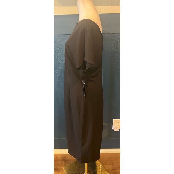 Donna Morgan Women's Flutter Sleeve Crepe Sheath Midi Dress with Keyhole - Picture 4 of 9